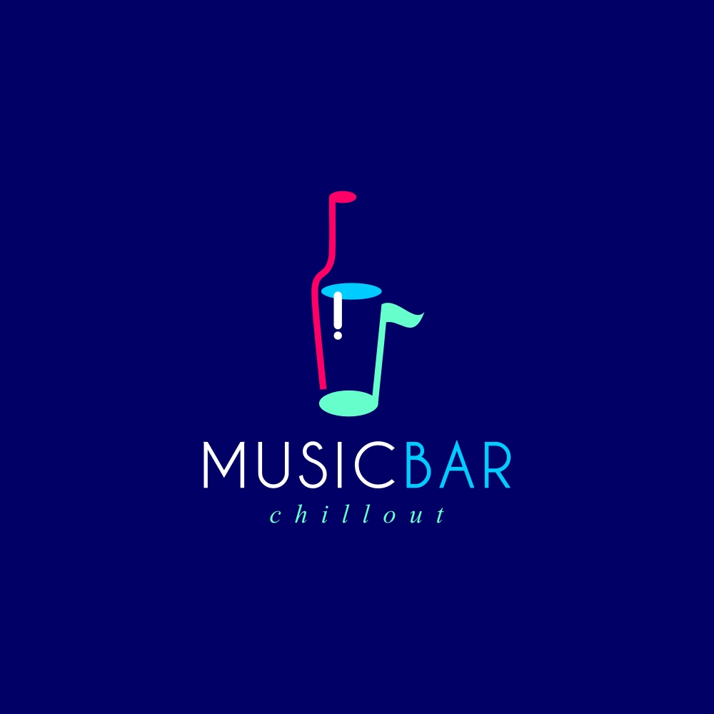 Chillout bar logo design, Music logo, bottle logo