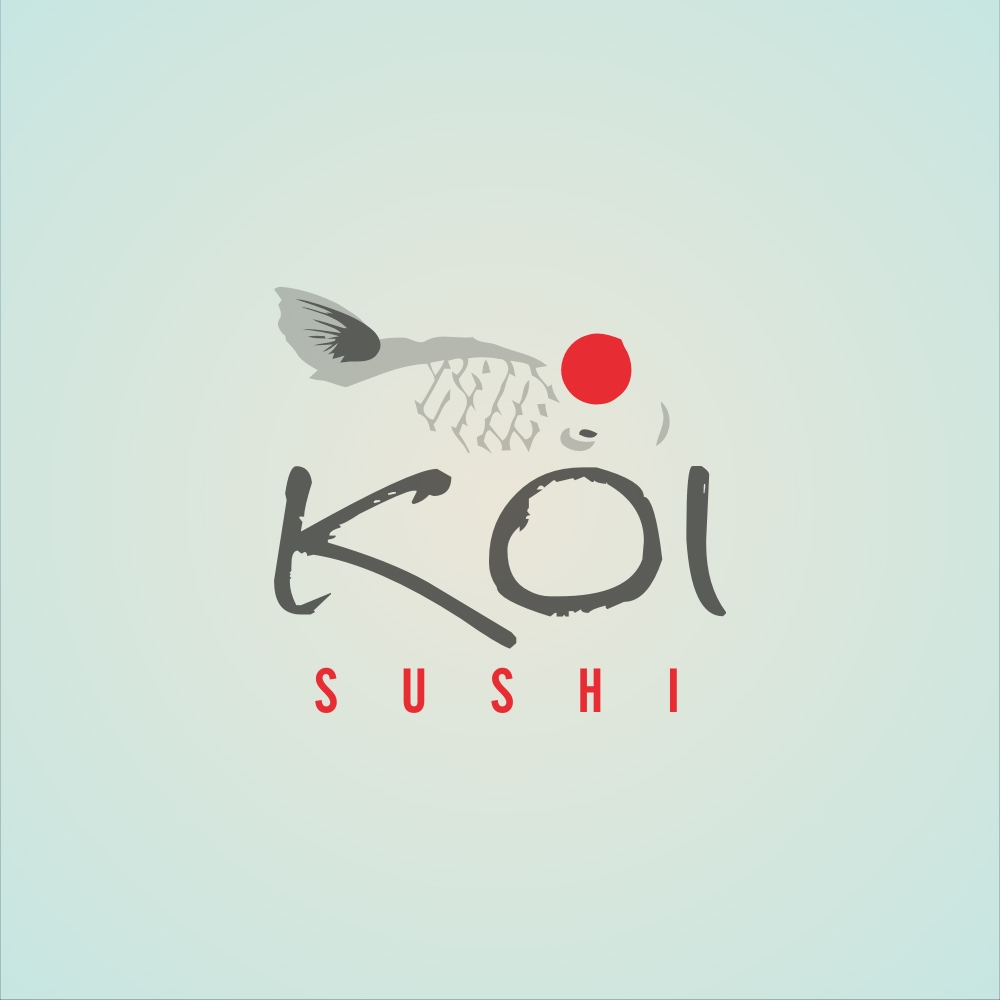 Sushi bar logo design, Koi fish logo design.